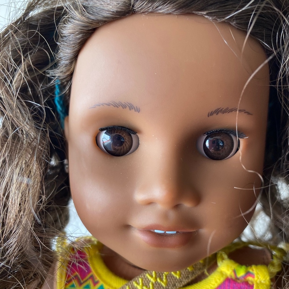 American Girl Doll Dark Skin Curly Hair Outfit Bundle | Colorful Summer Dress - Picture 4 of 11